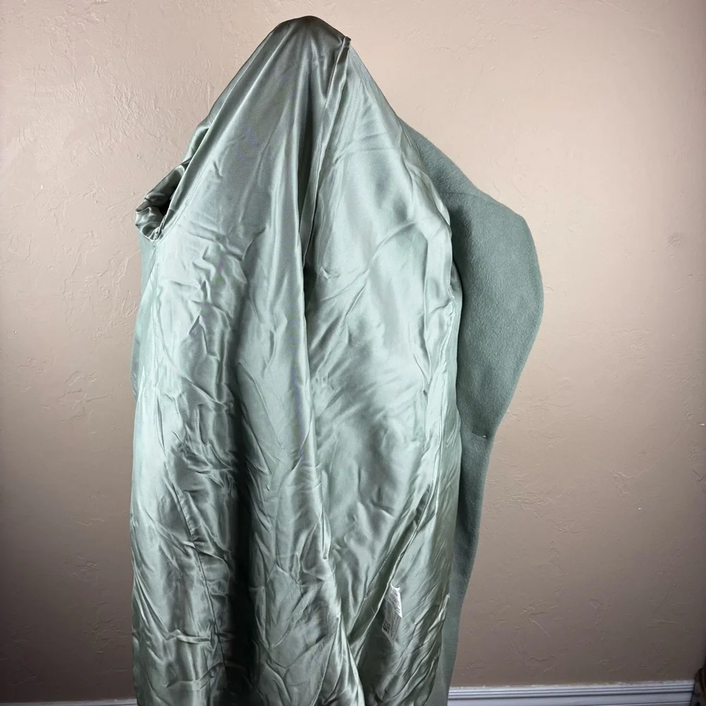 Zara Seafoam Green Wool Alpaca Winter Coat Long Oversized Women’s XS Italian